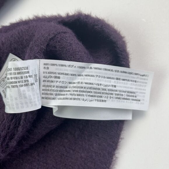 Abercrombie & Fitch Purple Fuzzy Knit Cardigan M Chunky Oversized Cabincore Cozy - Picture 9 of 10